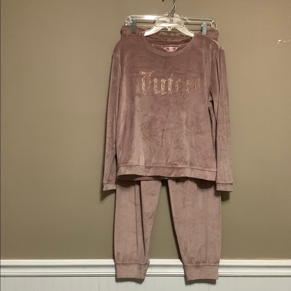 Juicy Couture Women’s Pullover Plush Mauve LS Sleepwear Set Medium Lounge Cozy